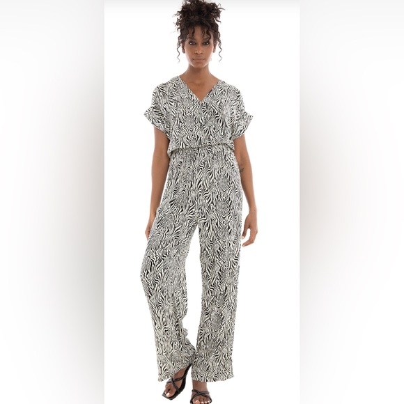 ICHI Animal Print Jumpsuit